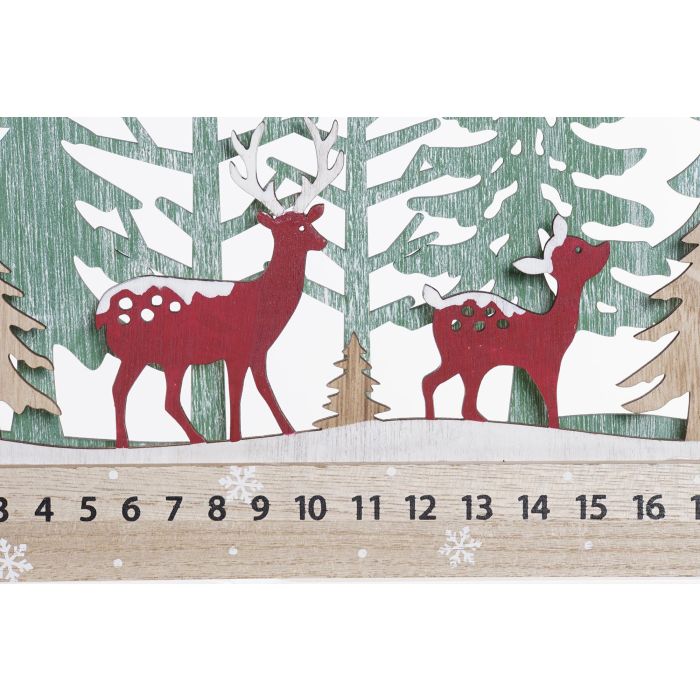 Calendario Adviento Navidad Alpina DKD Home Decor Verde Rojo 4 x 22 x 40 cm (4 Unidades) 2