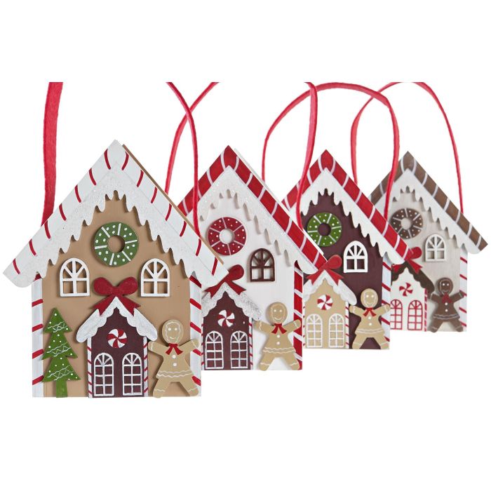 Decoracion Colgante Navidad Tradicional DKD Home Decor Blanco Marron 7 x 15 x 13 cm (4 Unidades) 1