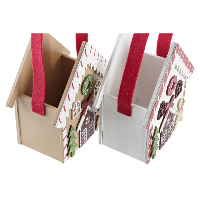 Decoracion Colgante Navidad Tradicional DKD Home Decor Blanco Marron 7 x 15 x 13 cm (4 Unidades) 2