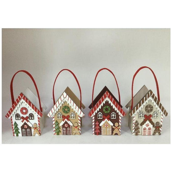 Decoracion Colgante Navidad Tradicional DKD Home Decor Blanco Marron 7 x 15 x 13 cm (4 Unidades)