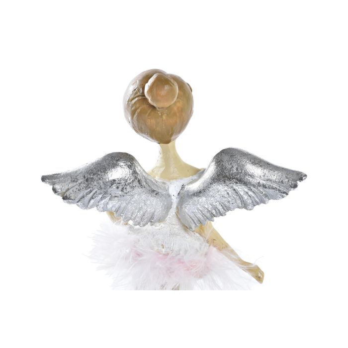 Figura Navidad Fantasia DKD Home Decor Blanco Rosa 9 x 17 x 11 cm (4 Unidades) 2