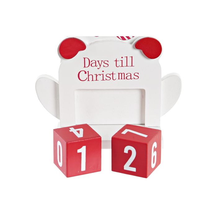 Calendario Adviento Navidad Tradicional DKD Home Decor Rojo Blanco 4 x 18 x 13 cm (4 Unidades) 2