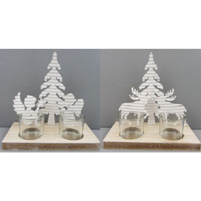 Portavela Navidad Moderna DKD Home Decor Blanco Natural 9 x 18 x 18 cm (4 Unidades)