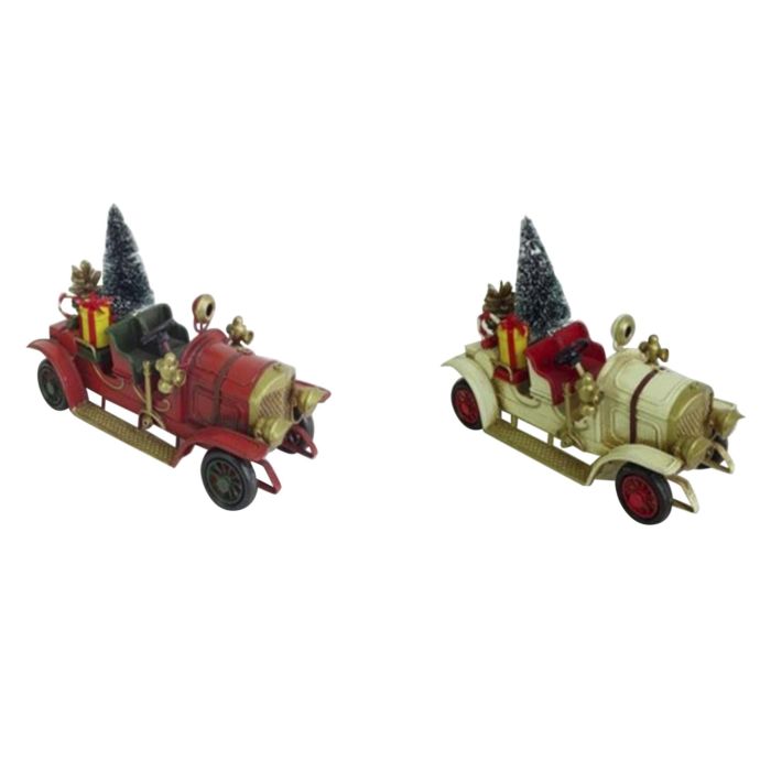 Vehiculo Decoracion Navidad Tradicional DKD Home Decor Rojo Beige 7 x 10.5 x 17.5 cm (4 Unidades)