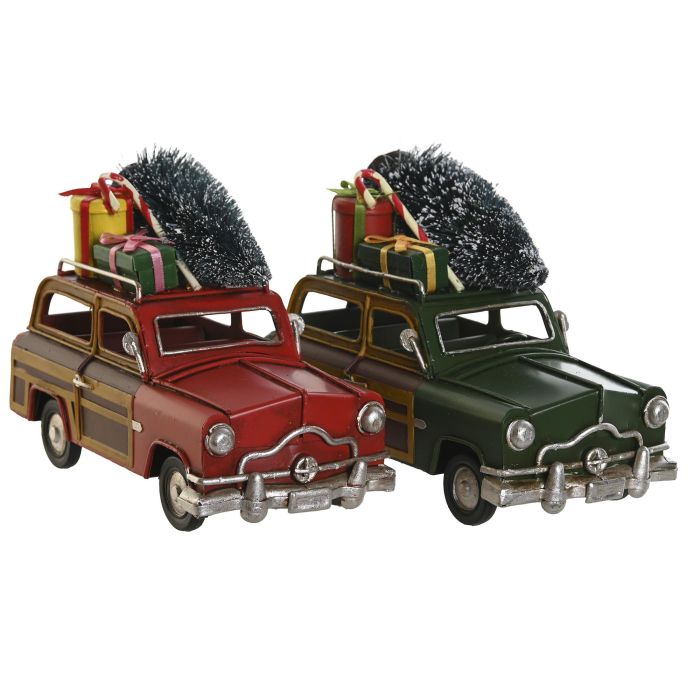Vehiculo Decoracion Navidad Tradicional DKD Home Decor Rojo Beige 7.5 x 10.5 x 16 cm (4 Unidades) 1