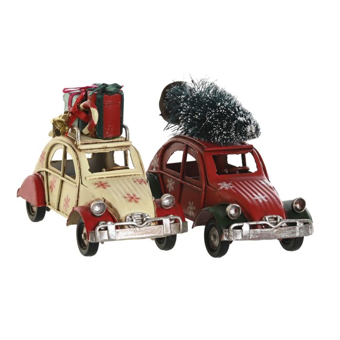 Vehiculo Decoracion Navidad Tradicional DKD Home Decor Rojo Beige 5 x 7.5 x 11 cm (4 Unidades) 1