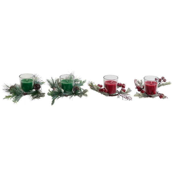 Vela  DKD Home Decor Rojo Verde 5.5 x 6.5 x 5.5 cm Set de 2 (4 Unidades) 1