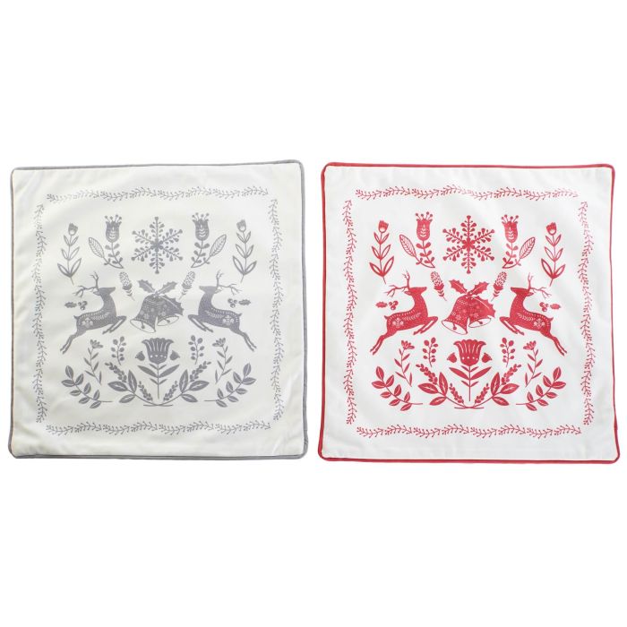 Funda Cojin Navidad Tradicional DKD Home Decor Rojo Blanco 1 x 45 x 45 cm (4 Unidades) 1