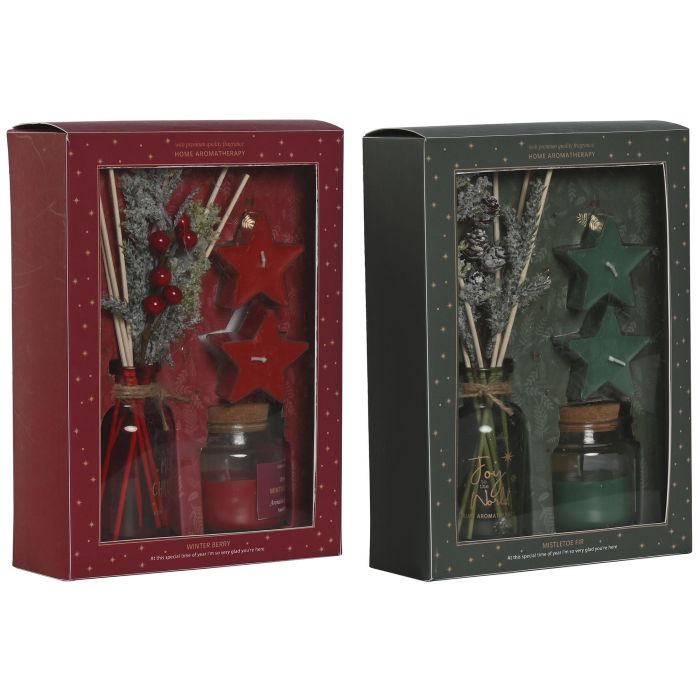 Ambientador Mikado Navidad Tradicional DKD Home Decor Verde Rojo 7 x 25 x 18 cm Set de 3 (4 Unidades) 3