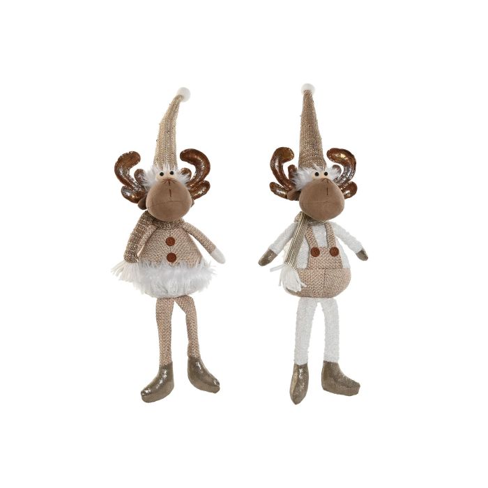 Figura Navidad Moderna DKD Home Decor Beige Blanco 16 x 55 x 18 cm (4 Unidades)