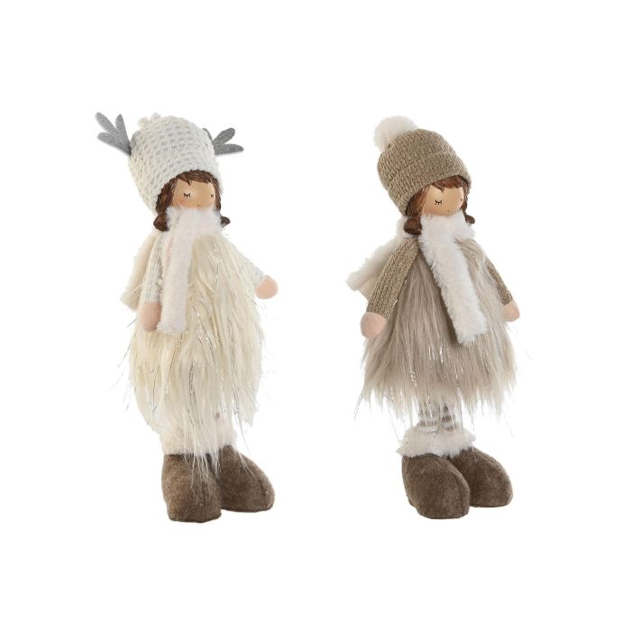 Figura Navidad Alpina DKD Home Decor Blanco Marron 13 x 34 x 16 cm (4 Unidades)