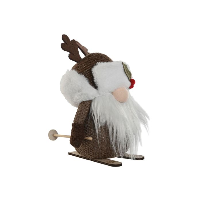 Figura Navidad Alpina DKD Home Decor Marron Blanco 15 x 25 x 17 cm (4 Unidades)