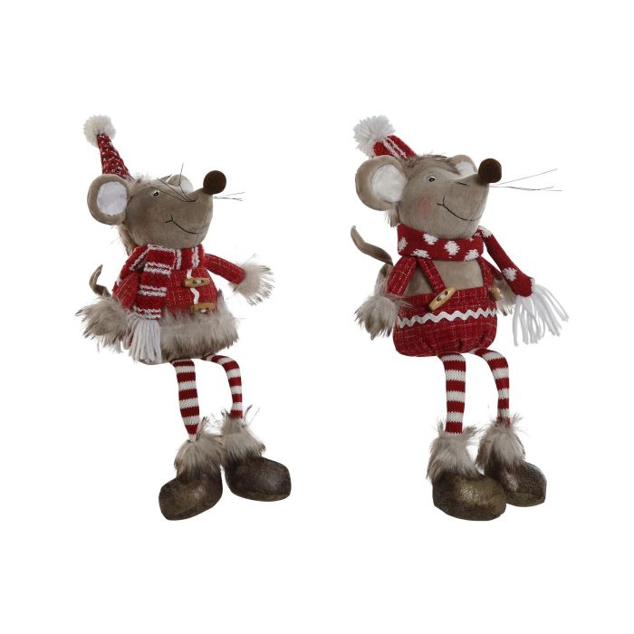 DKD Home Decor Figura Navidad Tradicional Rojo Beige Poliester 13 x 28 x 17 cm (4 Unidades)