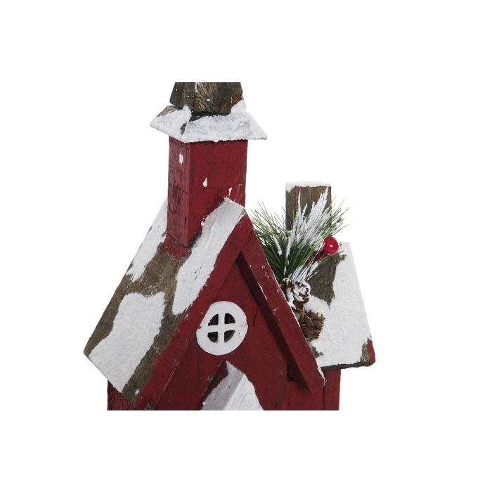 Casa Navidad Tradicional DKD Home Decor Rojo Blanco 12 x 40 x 15 cm (4 Unidades) 2