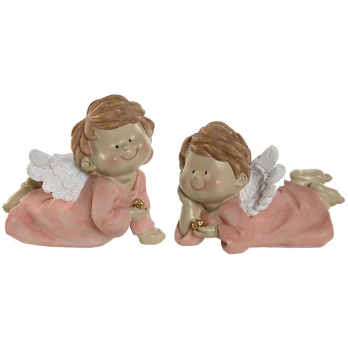 Figura Navidad Fantasia DKD Home Decor Rosa Blanco 11.5 x 9.5 x 14 cm (4 Unidades)