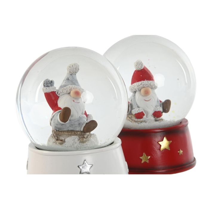 Bola Decoracion Navidad Tradicional DKD Home Decor Rojo Blanco 9.5 x 13.5 x 9.5 cm (4 Unidades) 1