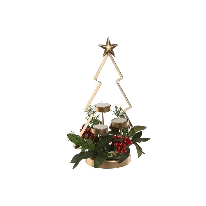 Portavela Navidad Tradicional DKD Home Decor Dorado Verde 23 x 30 x 23 cm (4 Unidades) 2