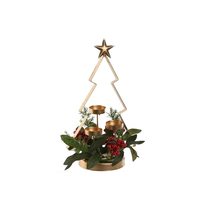 Portavela Navidad Tradicional DKD Home Decor Dorado Verde 23 x 30 x 23 cm (4 Unidades)