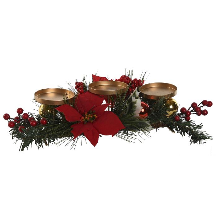 Portavela Navidad Tradicional DKD Home Decor Verde Rojo 17 x 12 x 47 cm (4 Unidades)