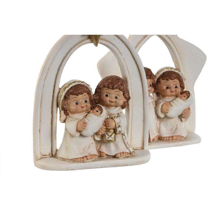 Nacimiento Navidad Tradicional DKD Home Decor Blanco Dorado 3.5 x 11 x 9.6 cm (4 Unidades) 1