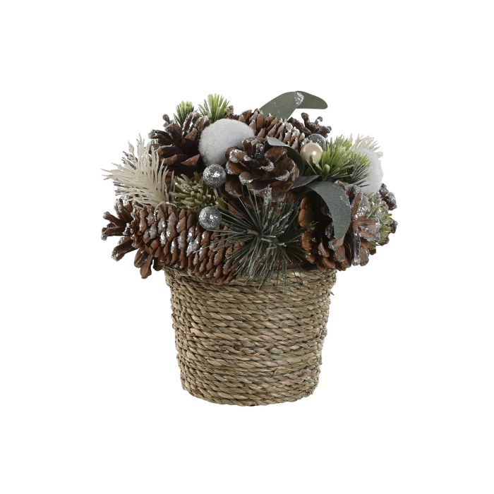 Centro Mesa Navidad Alpina DKD Home Decor Verde Natural 19 x 19 x 19 cm (4 Unidades)