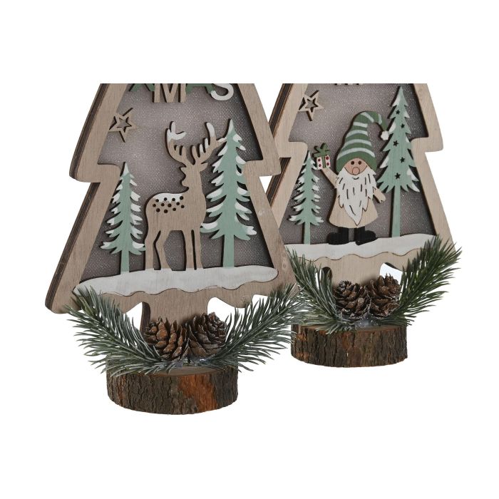 Decoracion Luminosa Navidad Alpina DKD Home Decor Verde Natural 7 x 30 x 14 cm (4 Unidades) 1