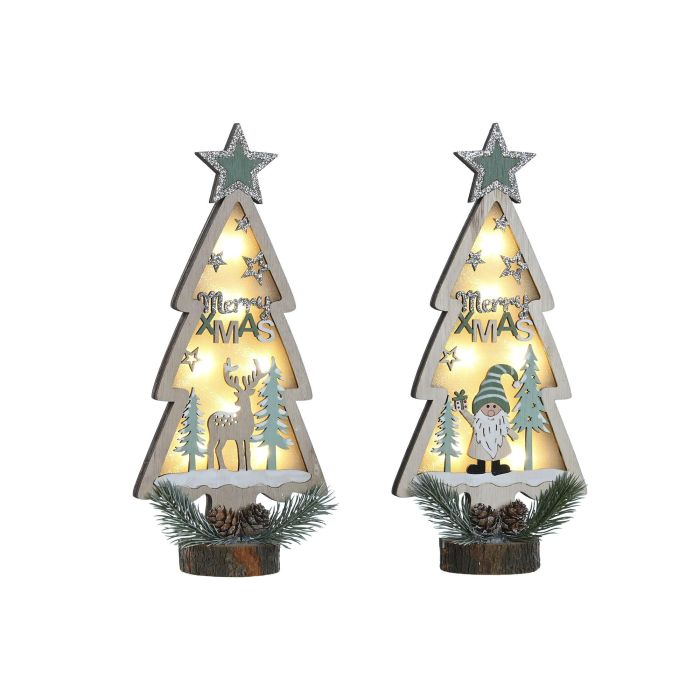 Decoracion Luminosa Navidad Alpina DKD Home Decor Verde Natural 7 x 30 x 14 cm (4 Unidades)