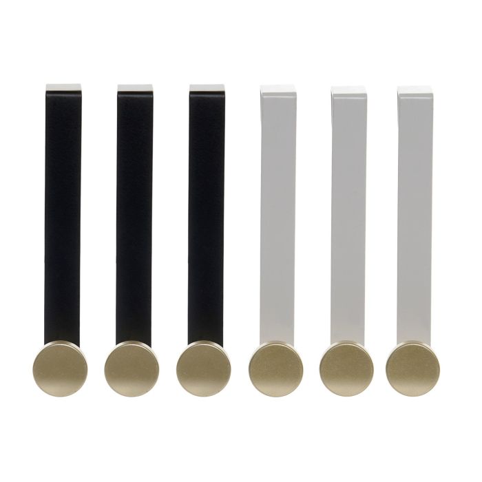 Perchero Glam DKD Home Decor Blanco Negro 5 x 17 x 2 cm Set de 3 (4 Unidades)