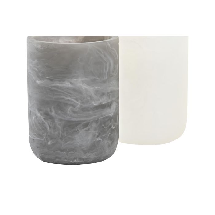 Vaso Basicos DKD Home Decor Blanco Gris 7.5 x 10 x 7.5 cm (4 Unidades) 1