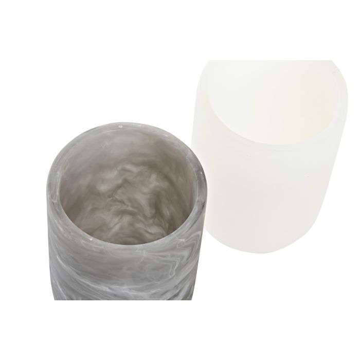 Vaso Basicos DKD Home Decor Blanco Gris 7.5 x 10 x 7.5 cm (4 Unidades) 2