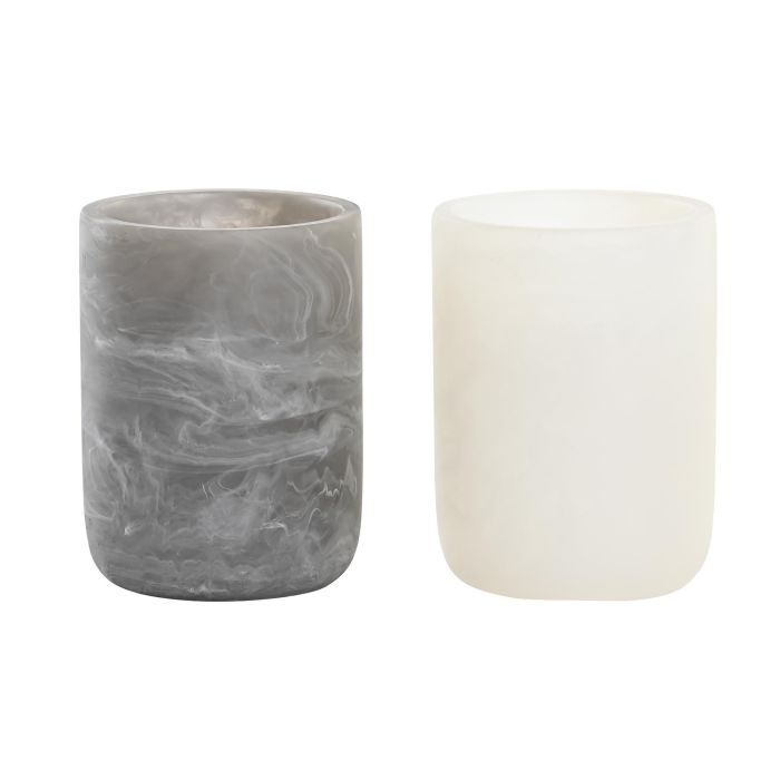 Vaso Basicos DKD Home Decor Blanco Gris 7.5 x 10 x 7.5 cm (4 Unidades)