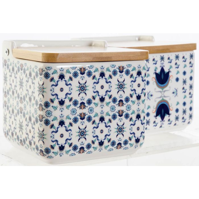 Salero Tradicional DKD Home Decor Azul Blanco 12.5 x 12 x 12.5 cm (4 Unidades) 1