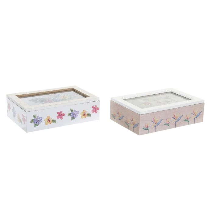 Caja Infusiones Tropical DKD Home Decor Multicolor 15 x 7 x 23 cm (4 Unidades)