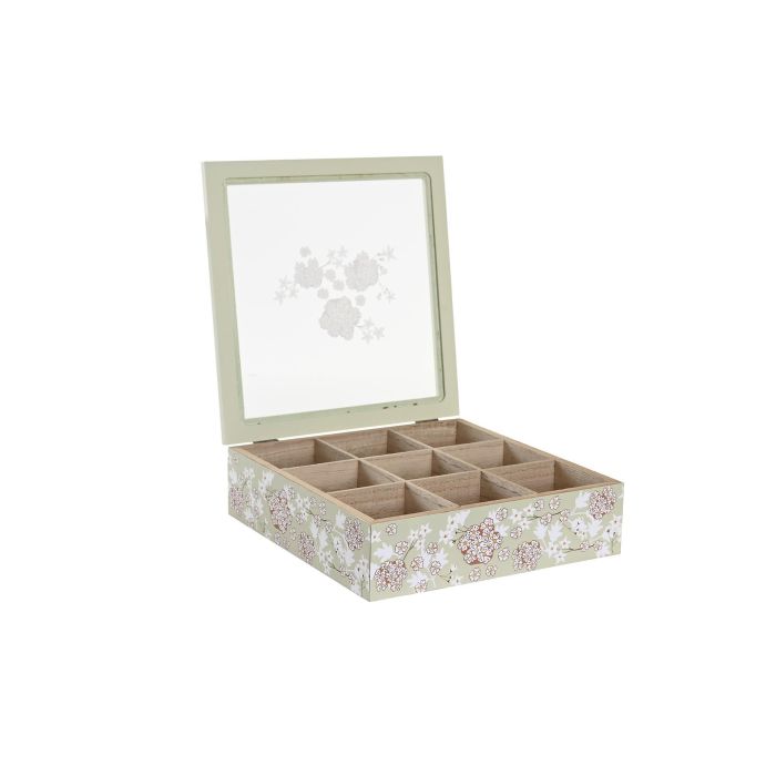 Caja Infusiones Tradicional DKD Home Decor Verde Beige 24 x 6.5 x 24 cm (4 Unidades) 2