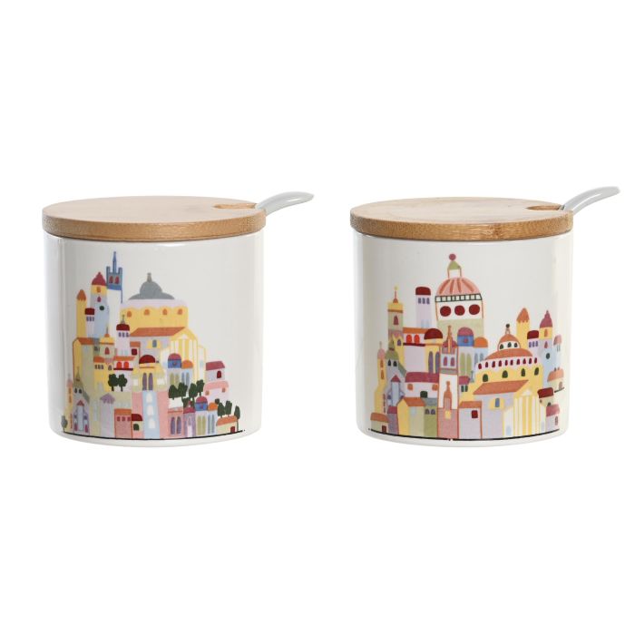 Azucarero Cottage DKD Home Decor Multicolor 7.5 x 7.5 x 7.5 cm (4 Unidades)