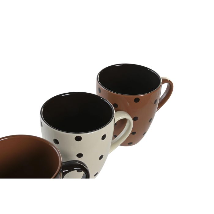 Mug Basicos DKD Home Decor Marron Negro 9.5 x 10.5 x 13 cm (4 Unidades) 2