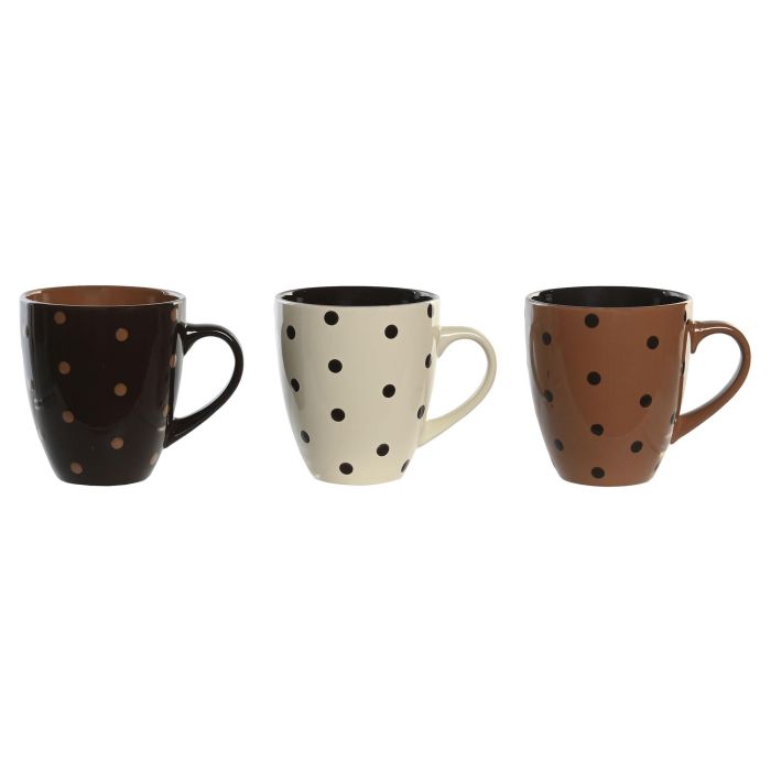 Mug Basicos DKD Home Decor Marron Negro 9.5 x 10.5 x 13 cm (4 Unidades)