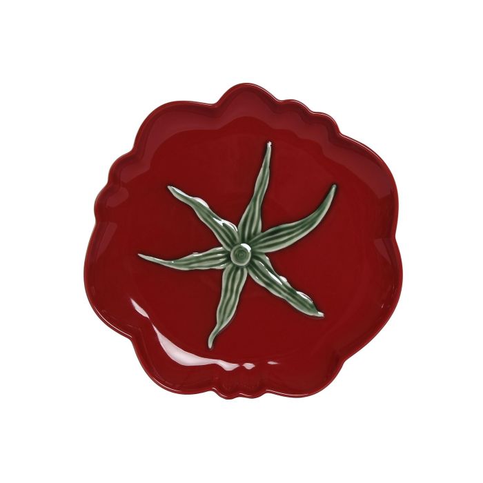 Plato Moderno DKD Home Decor Rojo Verde 28 x 2.8 x 28 cm (4 Unidades)