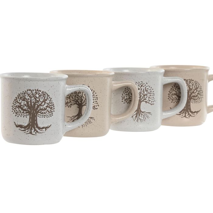 Mug Tradicional DKD Home Decor Beige Blanco Roto 9 x 8.5 x 13 cm (4 Unidades) 1