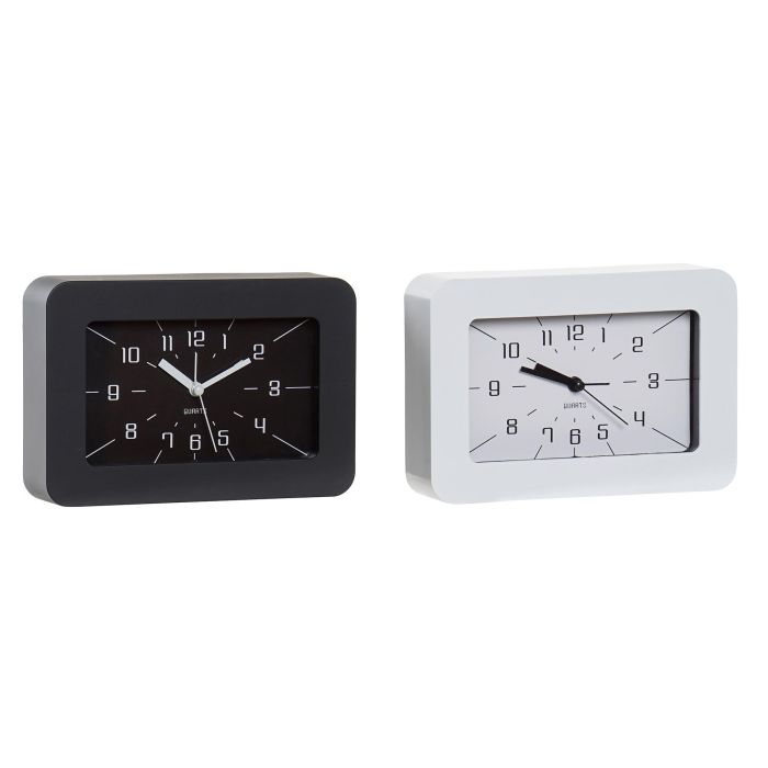 Reloj Despertador DKD Home Decor Blanco Negro 5 x 12.5 x 18 cm (4 Unidades)