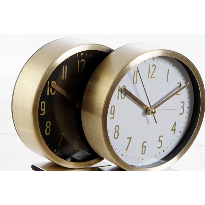 Reloj Despertador Glam DKD Home Decor Blanco Negro 3.5 x 12 x 11.3 cm (4 Unidades) 1