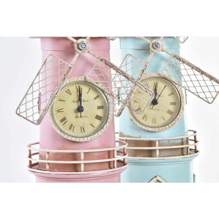 Reloj Vintage DKD Home Decor Rosa Azul Celeste 15 x 12 x 29.5 cm (4 Unidades) 1