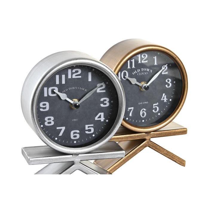 Reloj Sobremesa Loft DKD Home Decor Dorado Plateado 6 x 19 x 13 cm (4 Unidades) 1