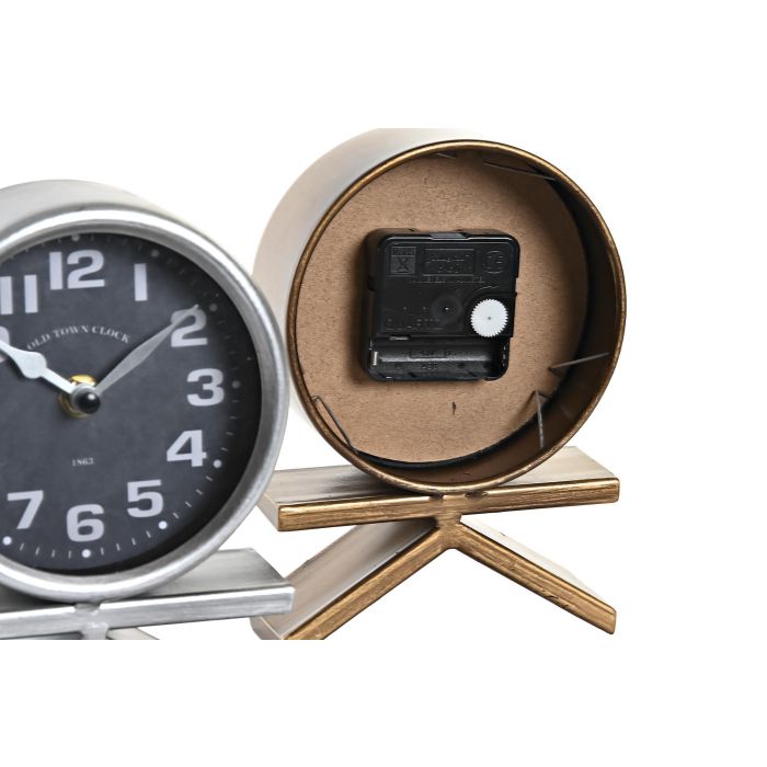 Reloj Sobremesa Loft DKD Home Decor Dorado Plateado 6 x 19 x 13 cm (4 Unidades) 2