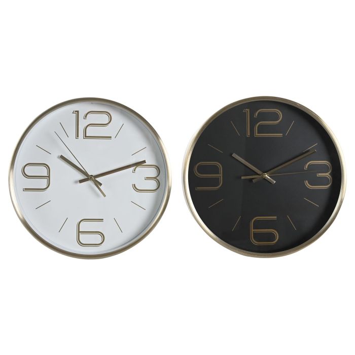 Reloj Pared Glam DKD Home Decor Blanco Negro 4 x 25 x 25 cm (4 Unidades)