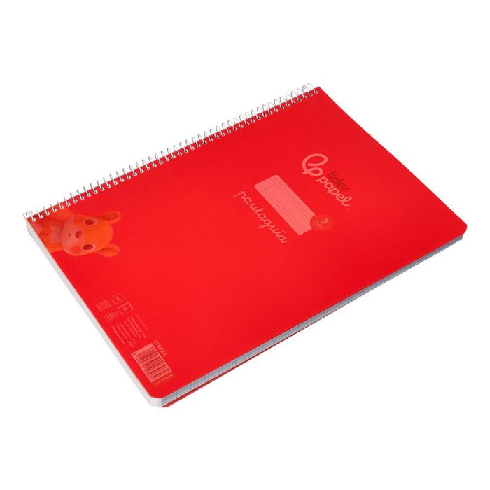 Cuaderno Espiral Liderpapel Din A4 Pautaguia Tapa Plastico80H 90 gr Cuadro Pautado 3 mm Con Margen Color Rojo 5 unidades 5