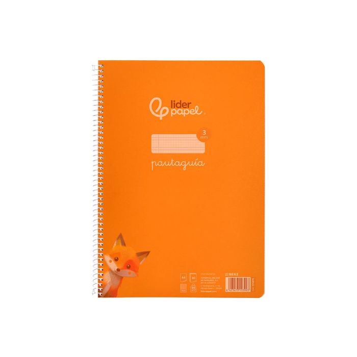 Cuaderno Espiral Liderpapel Din A4 Pautaguia Tapa Plastico80H 90 gr Cuadro Pautado 3 mm Con Margen Color Naranja 5 unidades 1