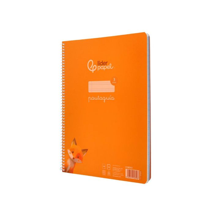 Cuaderno Espiral Liderpapel Din A4 Pautaguia Tapa Plastico80H 90 gr Cuadro Pautado 3 mm Con Margen Color Naranja 5 unidades 3