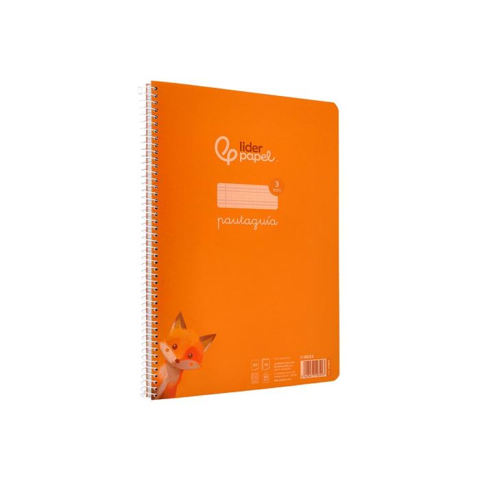 Cuaderno Espiral Liderpapel Din A4 Pautaguia Tapa Plastico80H 90 gr Cuadro Pautado 3 mm Con Margen Color Naranja 5 unidades 4