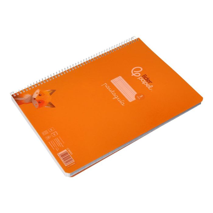 Cuaderno Espiral Liderpapel Din A4 Pautaguia Tapa Plastico80H 90 gr Cuadro Pautado 3 mm Con Margen Color Naranja 5 unidades 5